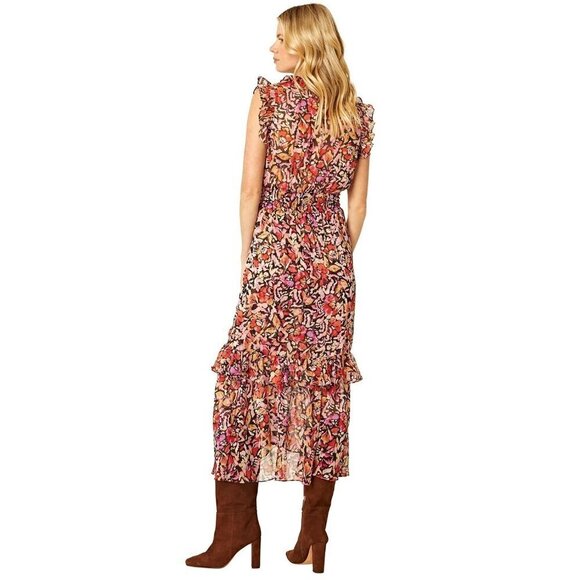 Misa Los Angeles Kidada Dress in Fire Flora Medium New Womens Midi - Picture 2 of 13